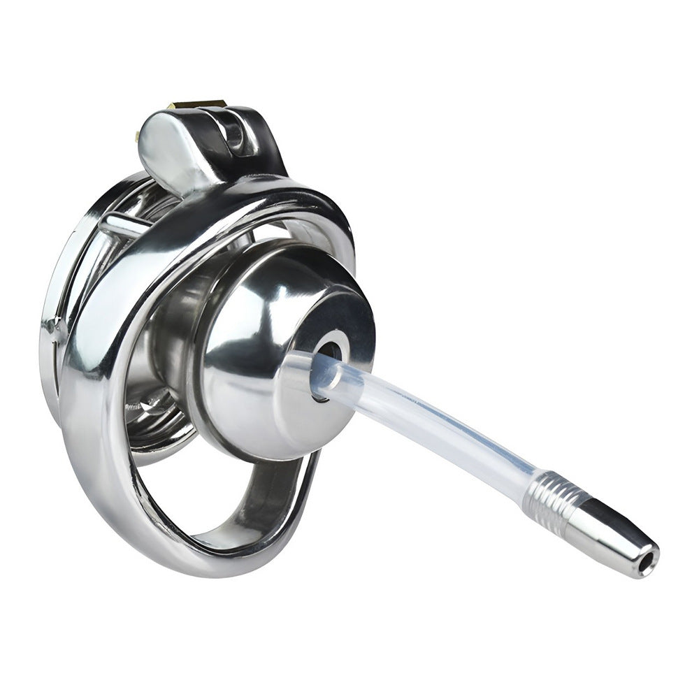 Steel Inverted Chastity Cage with Detachable Silicone Catheter