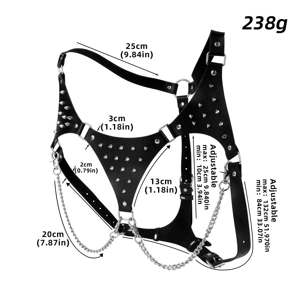 PU Leather Kinky Bondage Bra with Spiked Stud Design