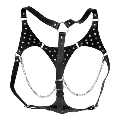 PU Leather Kinky Bondage Bra with Spiked Stud Design