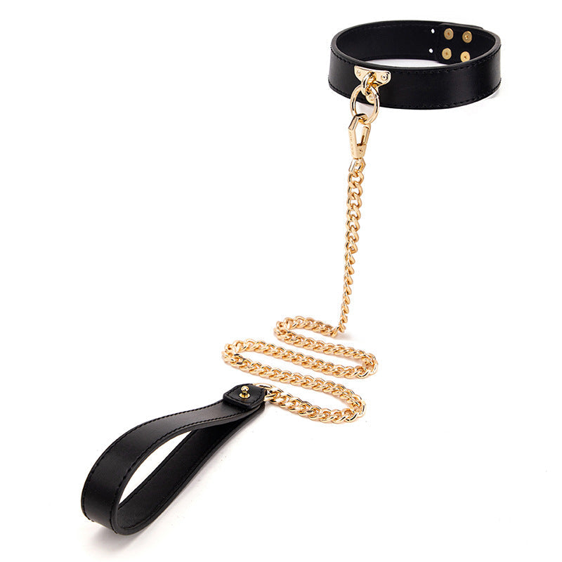 Leather BDSM Collar With Leash