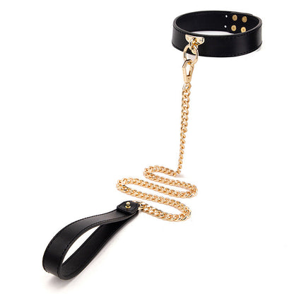 Leather BDSM Collar With Leash