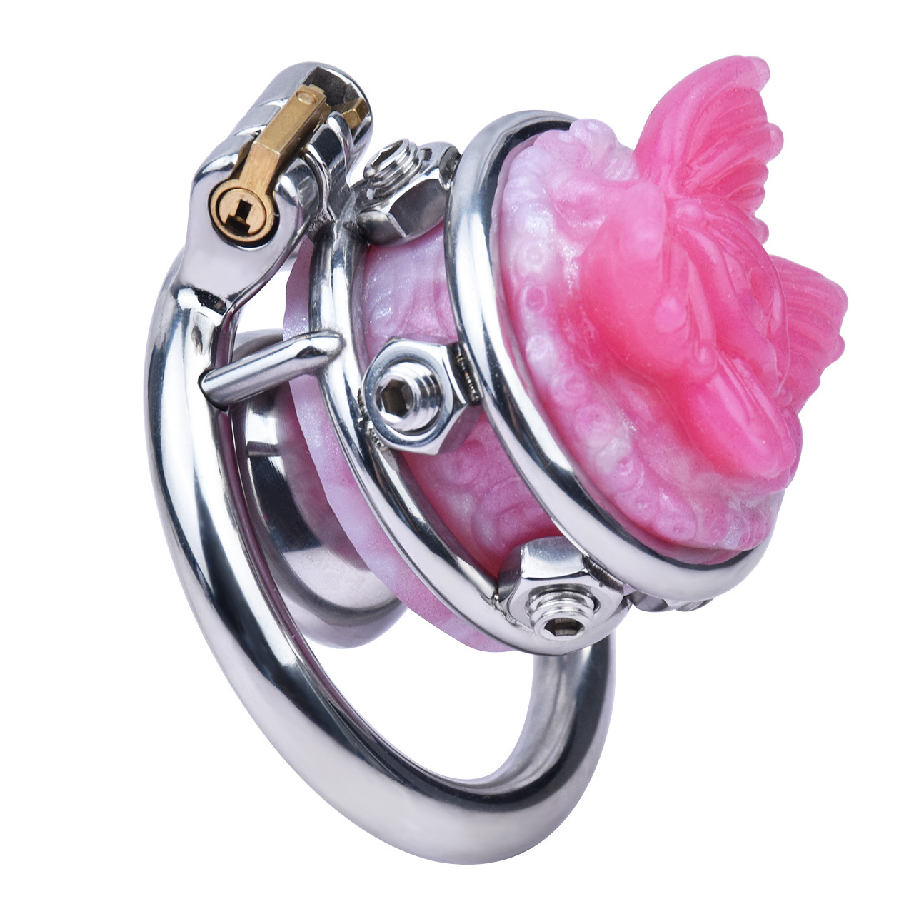 Pink/Blue Butterfly Inverted Chastity Cage