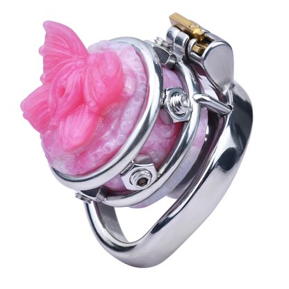 Pink/Blue Butterfly Inverted Chastity Cage