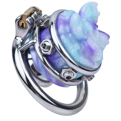 Pink/Blue Butterfly Inverted Chastity Cage