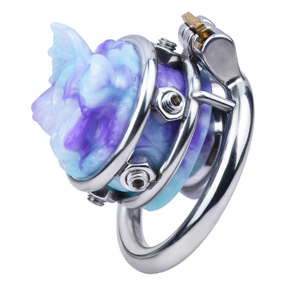 Pink/Blue Butterfly Inverted Chastity Cage