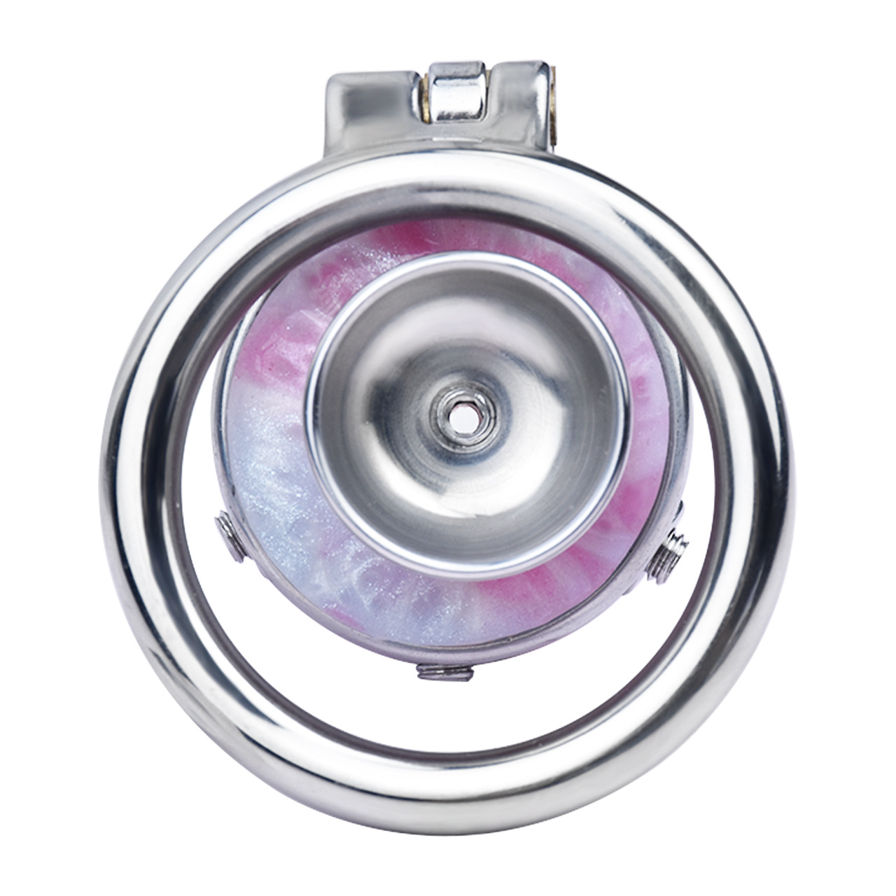 Pink/Blue Butterfly Inverted Chastity Cage