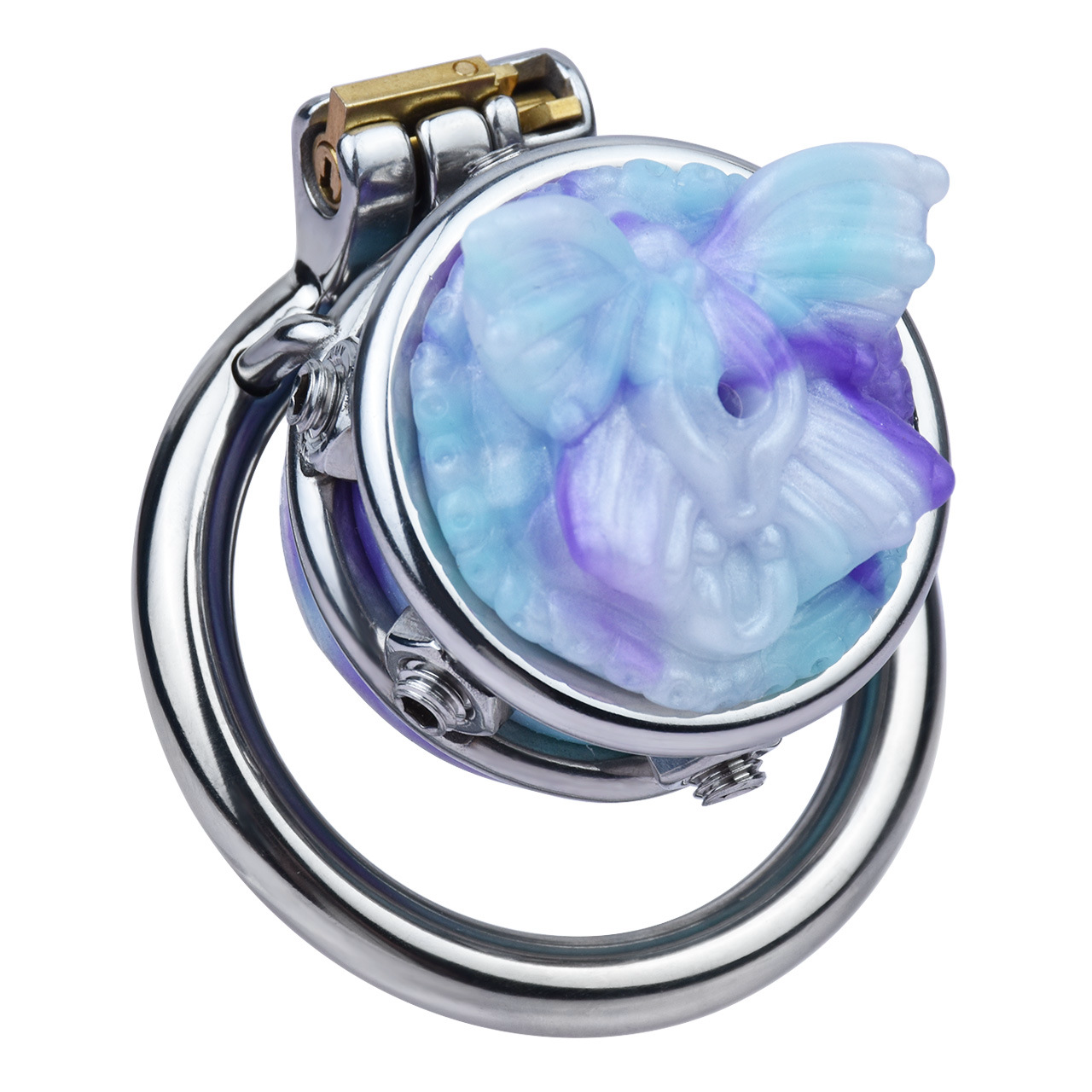 Pink/Blue Butterfly Inverted Chastity Cage