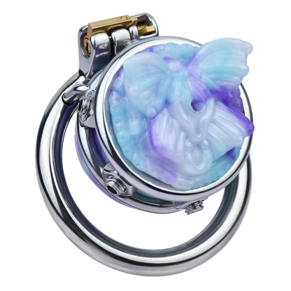 Pink/Blue Butterfly Inverted Chastity Cage