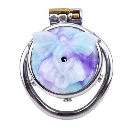 Pink/Blue Butterfly Inverted Chastity Cage