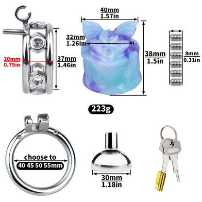 Pink/Blue Butterfly Inverted Chastity Cage