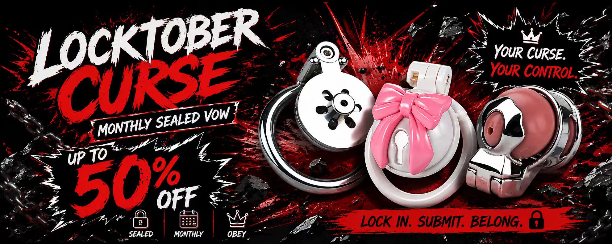 Flat chastity cage store banner