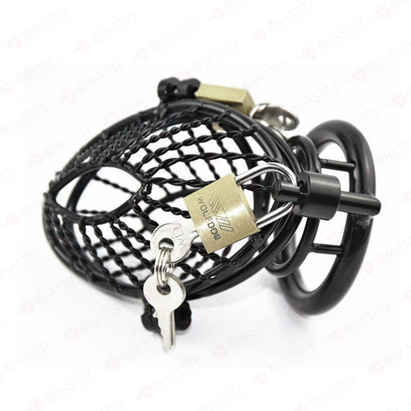 Mesh Black Metal Male Chastity Toy