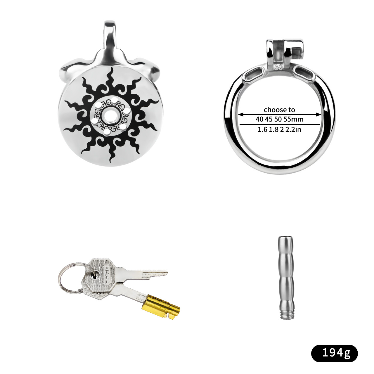 Stainless Steel Sunflower Flat Chastity Cage