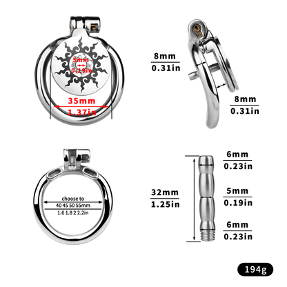 Stainless Steel Sunflower Flat Chastity Cage