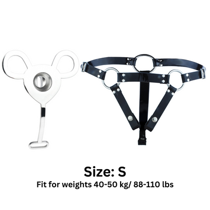 Small Inverted Male Chastity Cage with Faux Leather Belt