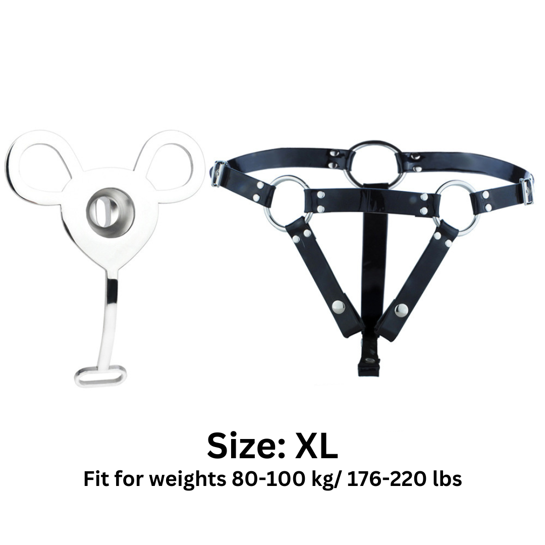 Small Inverted Male Chastity Cage with Faux Leather Belt