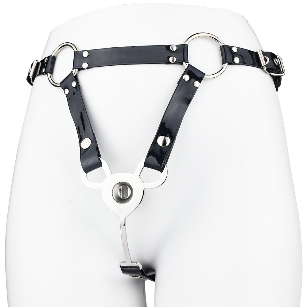 Small Inverted Male Chastity Cage with Faux Leather Belt
