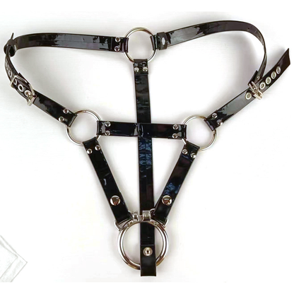 Small Inverted Male Chastity Cage with Faux Leather Belt