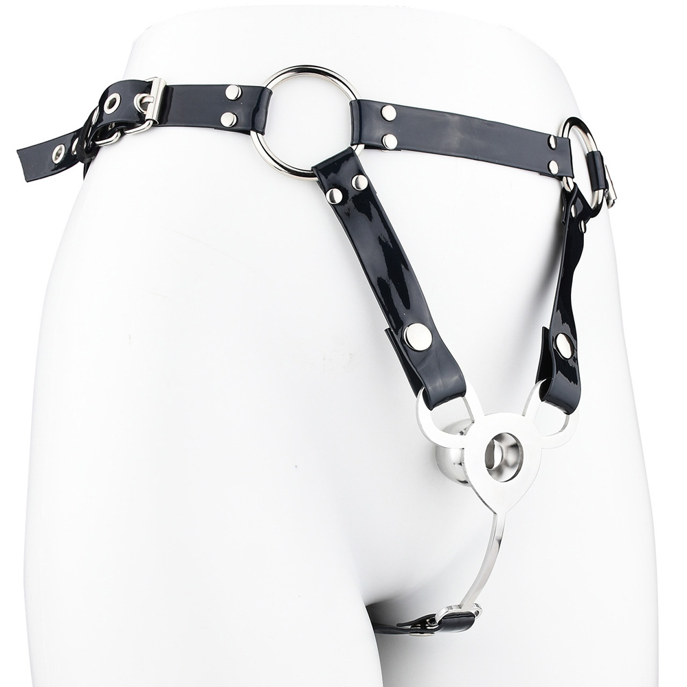 Small Inverted Male Chastity Cage with Faux Leather Belt