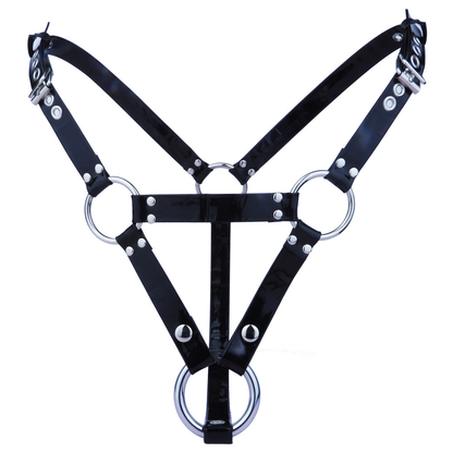 Small Inverted Male Chastity Cage with Faux Leather Belt