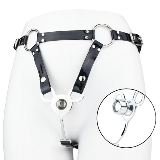 Small Inverted Male Chastity Cage with Faux Leather Belt