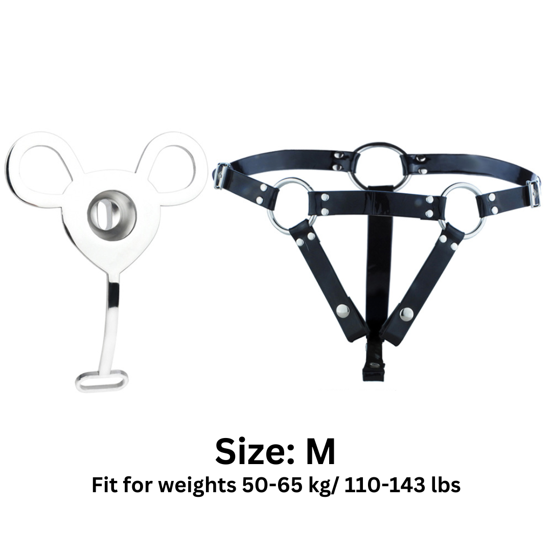 Small Inverted Male Chastity Cage with Faux Leather Belt