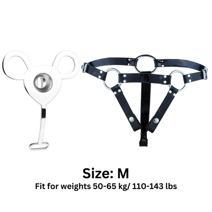 Small Inverted Male Chastity Cage with Faux Leather Belt