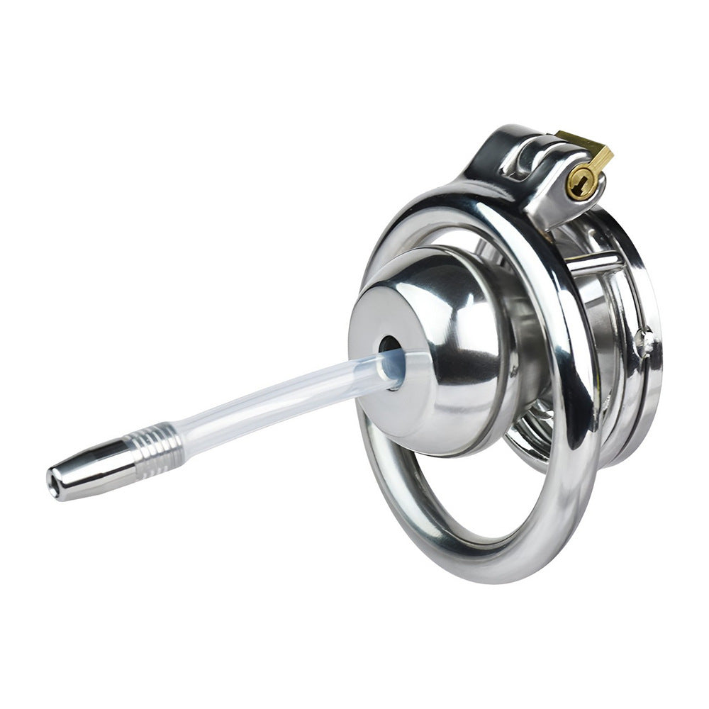 Steel Inverted Chastity Cage with Detachable Silicone Catheter