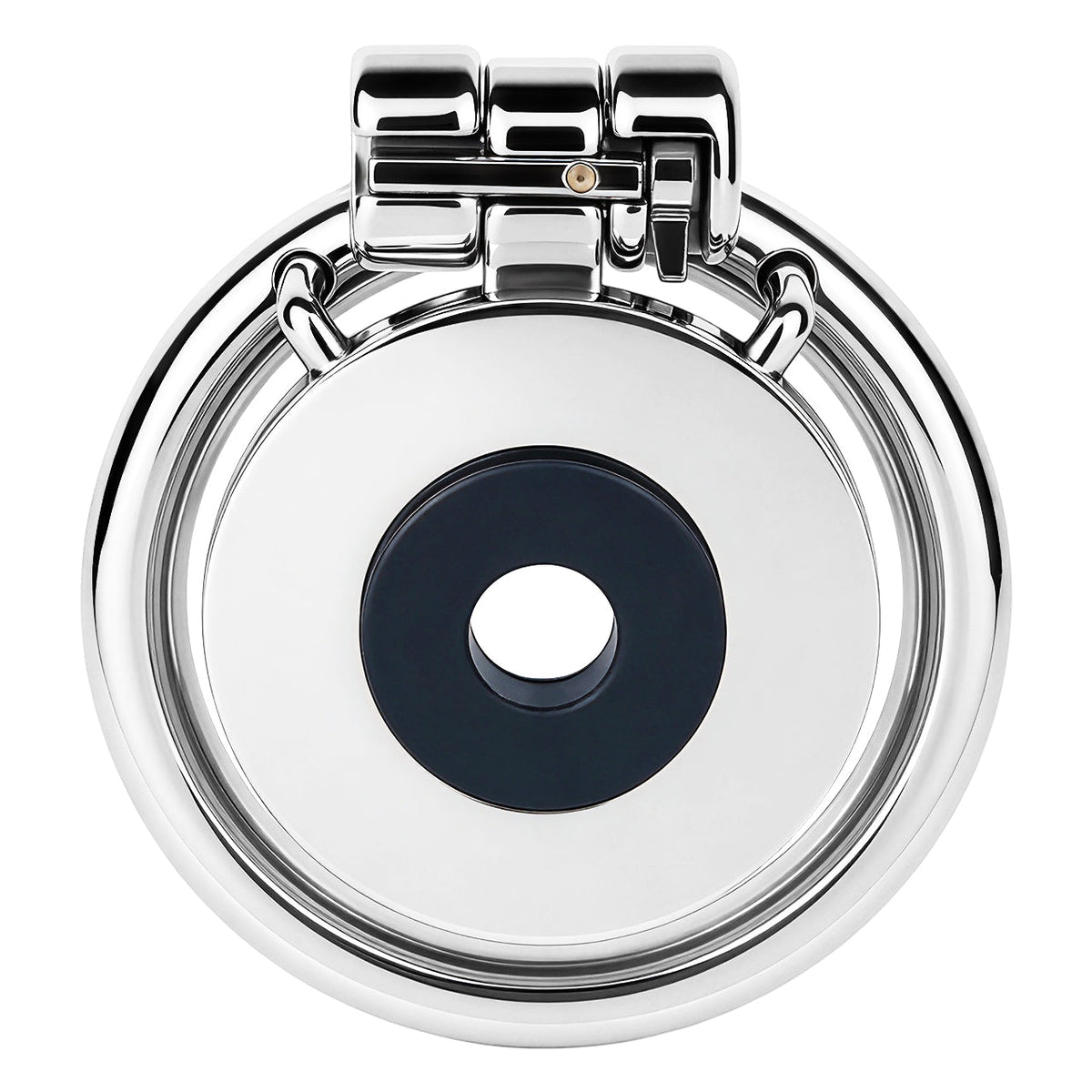 Mirror Polish Flat and Inverted Chastity Cage – flat cage front view with silicone gasket