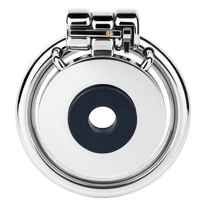 Mirror Polish Flat and Inverted Chastity Cage – flat cage front view with silicone gasket