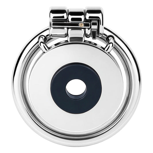 Mirror Polish Flat and Inverted Chastity Cage – flat cage front view with silicone gasket