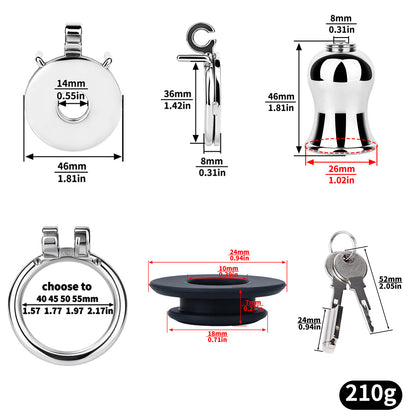 Mirror Polish Flat and Inverted Chastity Cage – medium 46 mm inverted insert and ring size chart