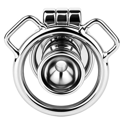 Mirror Polish Flat and Inverted Chastity Cage – Inverted Short (36 mm) rear view without belt
