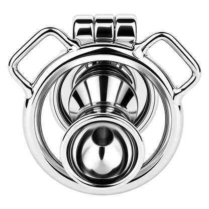 Mirror Polish Flat and Inverted Chastity Cage – Inverted Long (60 mm) rear view without belt