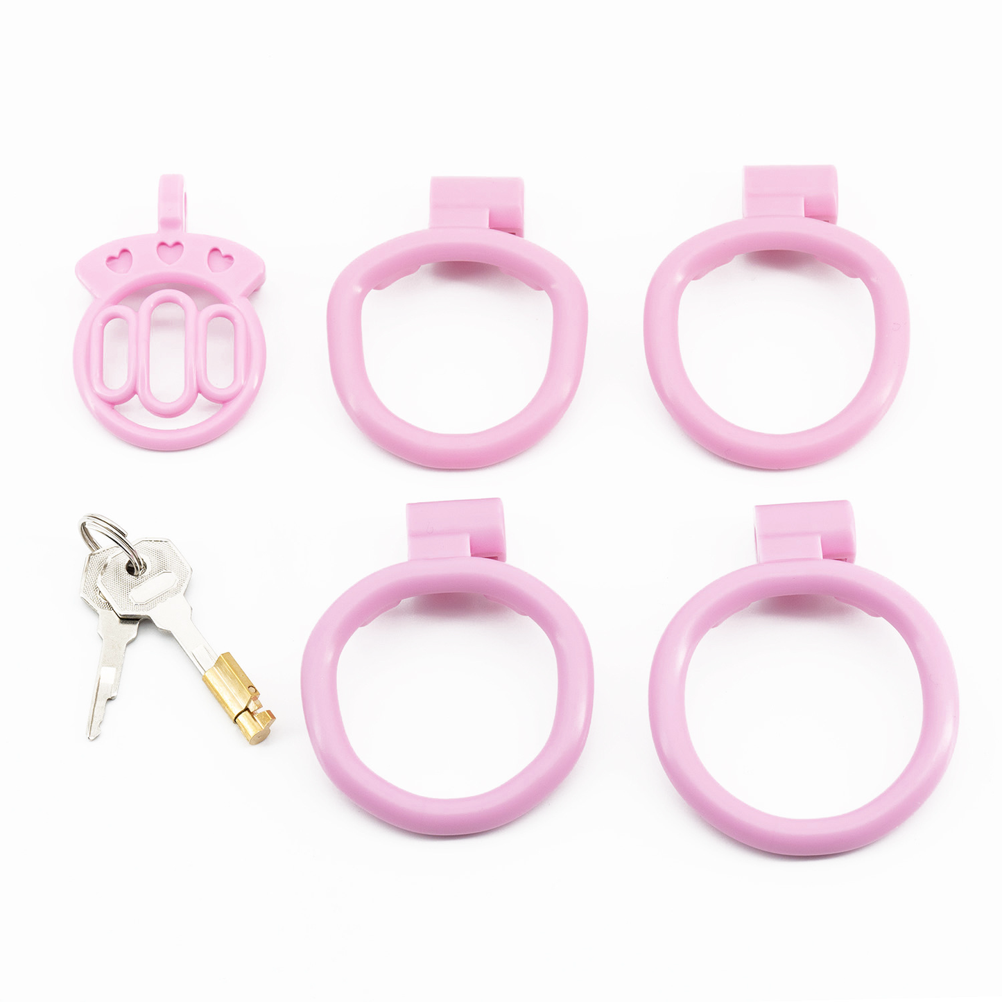 Plastic Mini Chastity Cage with 4 Base Rings