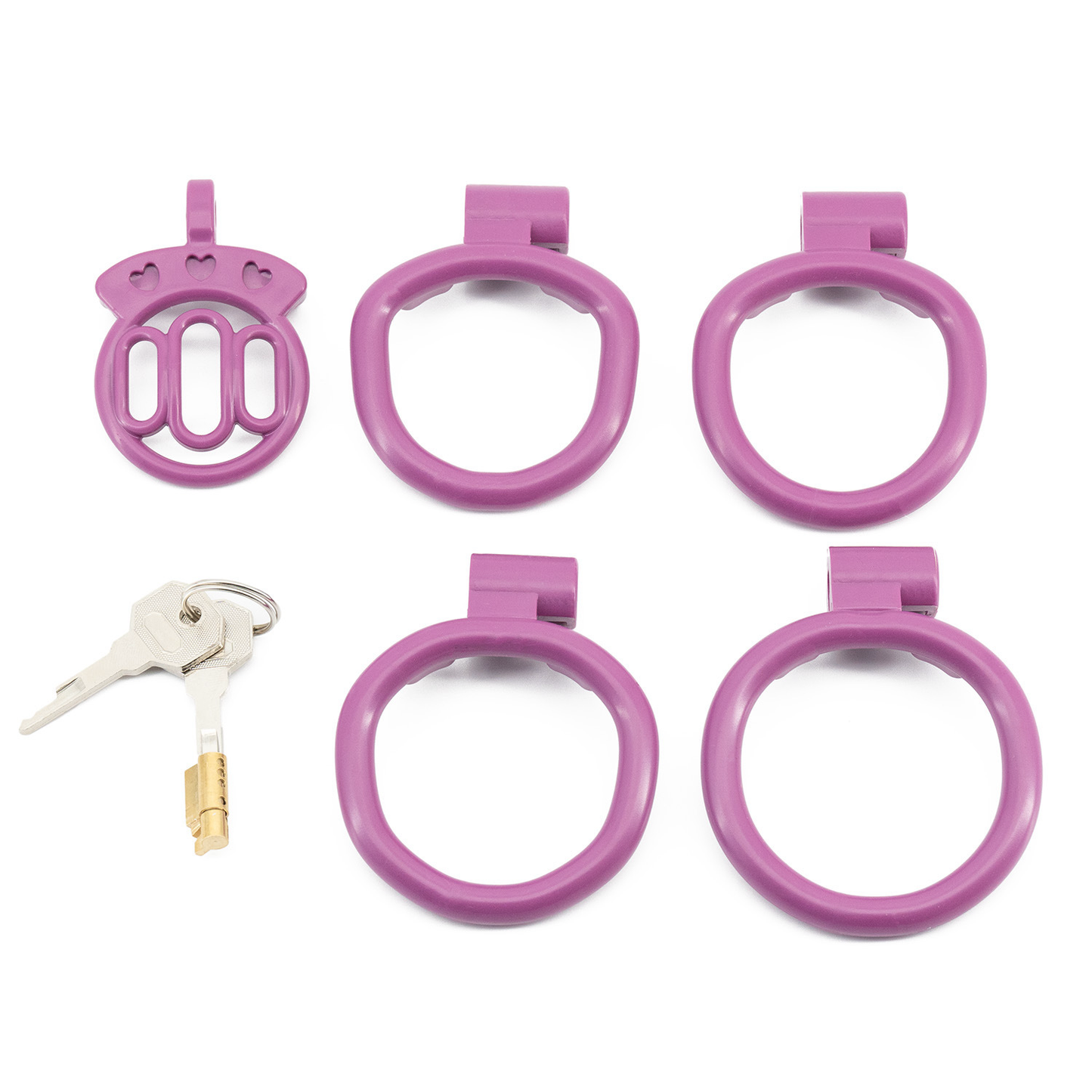 Plastic Mini Chastity Cage with 4 Base Rings