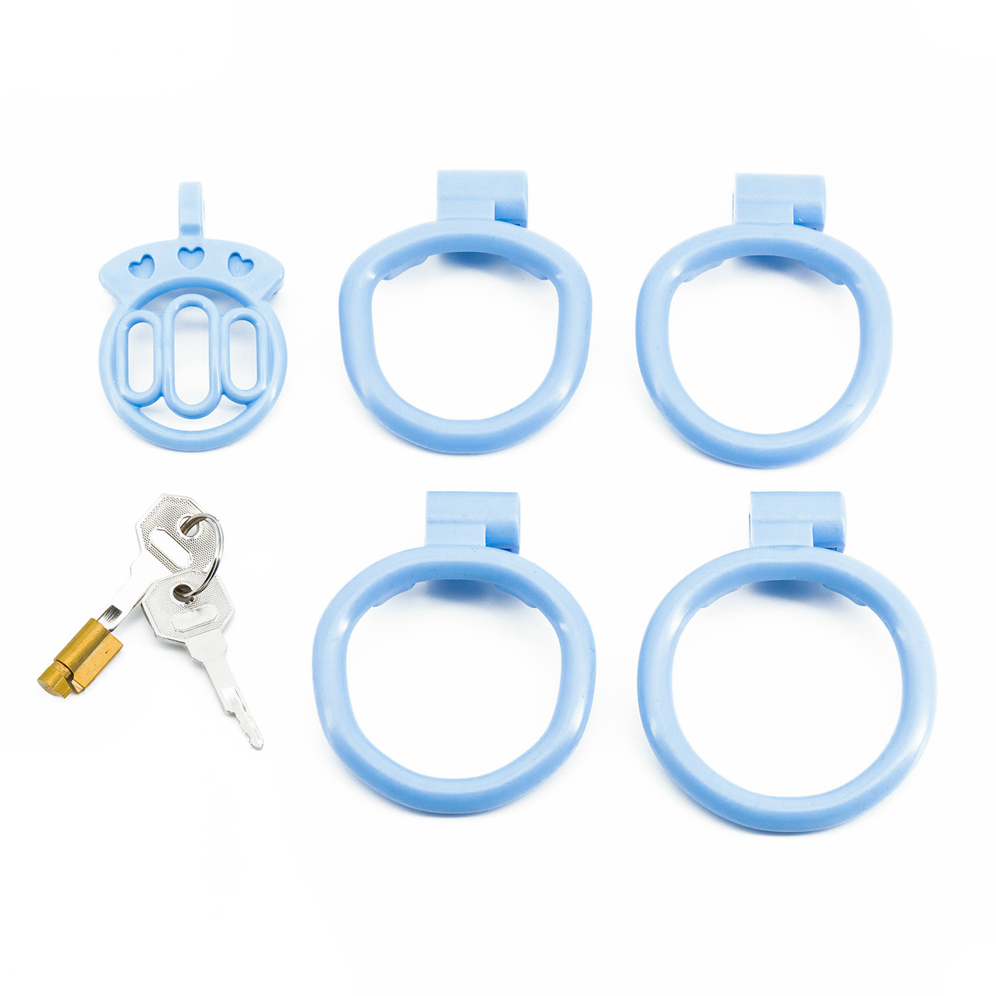 Plastic Mini Chastity Cage with 4 Base Rings