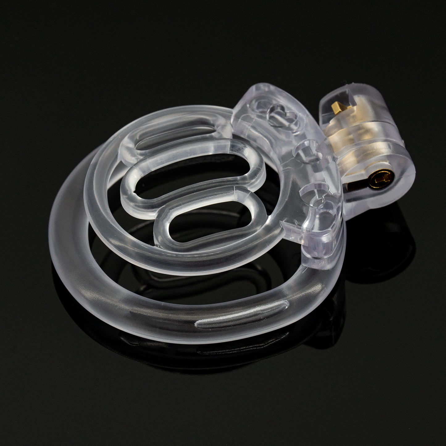 Plastic Mini Chastity Cage with 4 Base Rings