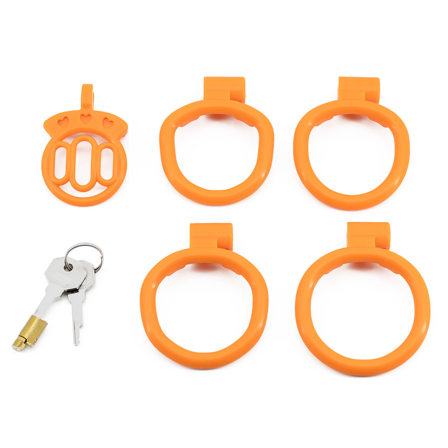 Plastic Mini Chastity Cage with 4 Base Rings