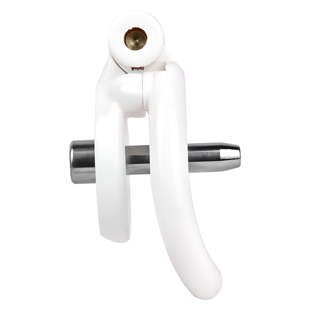 Discreet Flat Chastity Cage with Metal Catheter and Nylon Belt - White
