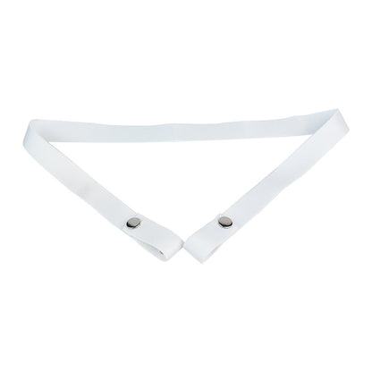 Discreet Flat Chastity Cage with Metal Catheter and Nylon Belt - White