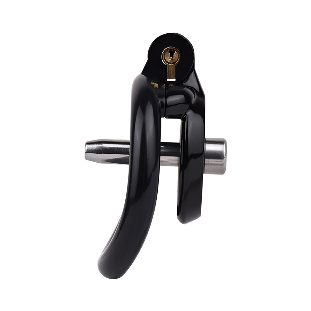 Discreet Flat Chastity Cage with Metal Catheter and Nylon Belt - Black