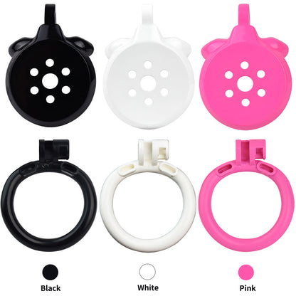 Discreet Flat Chastity Cage with Metal Catheter and Nylon Belt - Pink