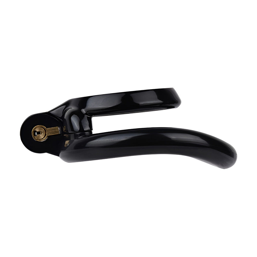Discreet Flat Chastity Cage with Metal Catheter and Nylon Belt - Black