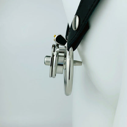 Double-Layer Inverted Chastity Cage with Urethral Tube & PU Strap