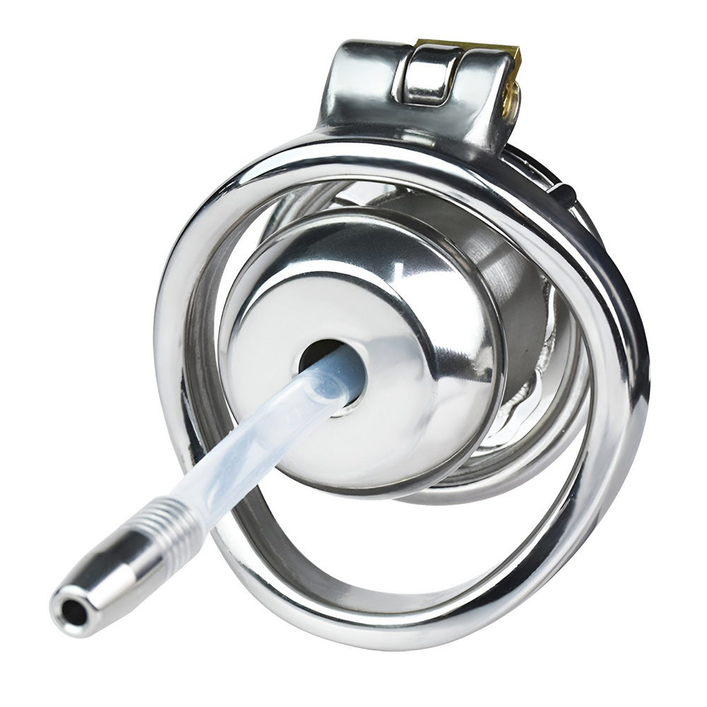 Steel Inverted Chastity Cage with Detachable Silicone Catheter