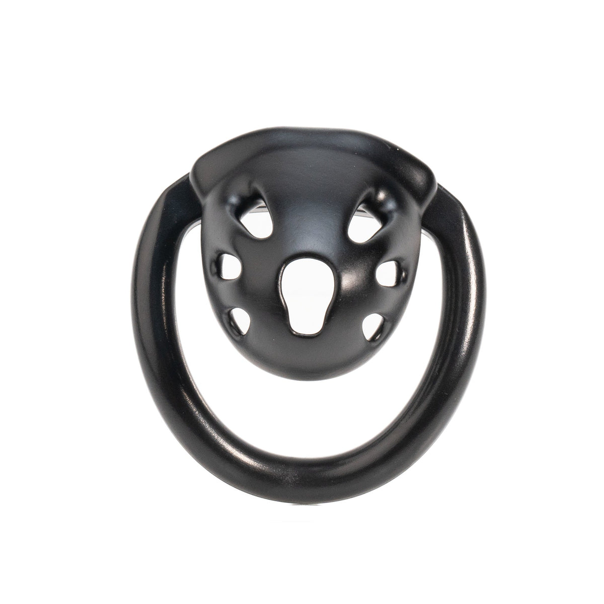Black oval ventilated cage front view