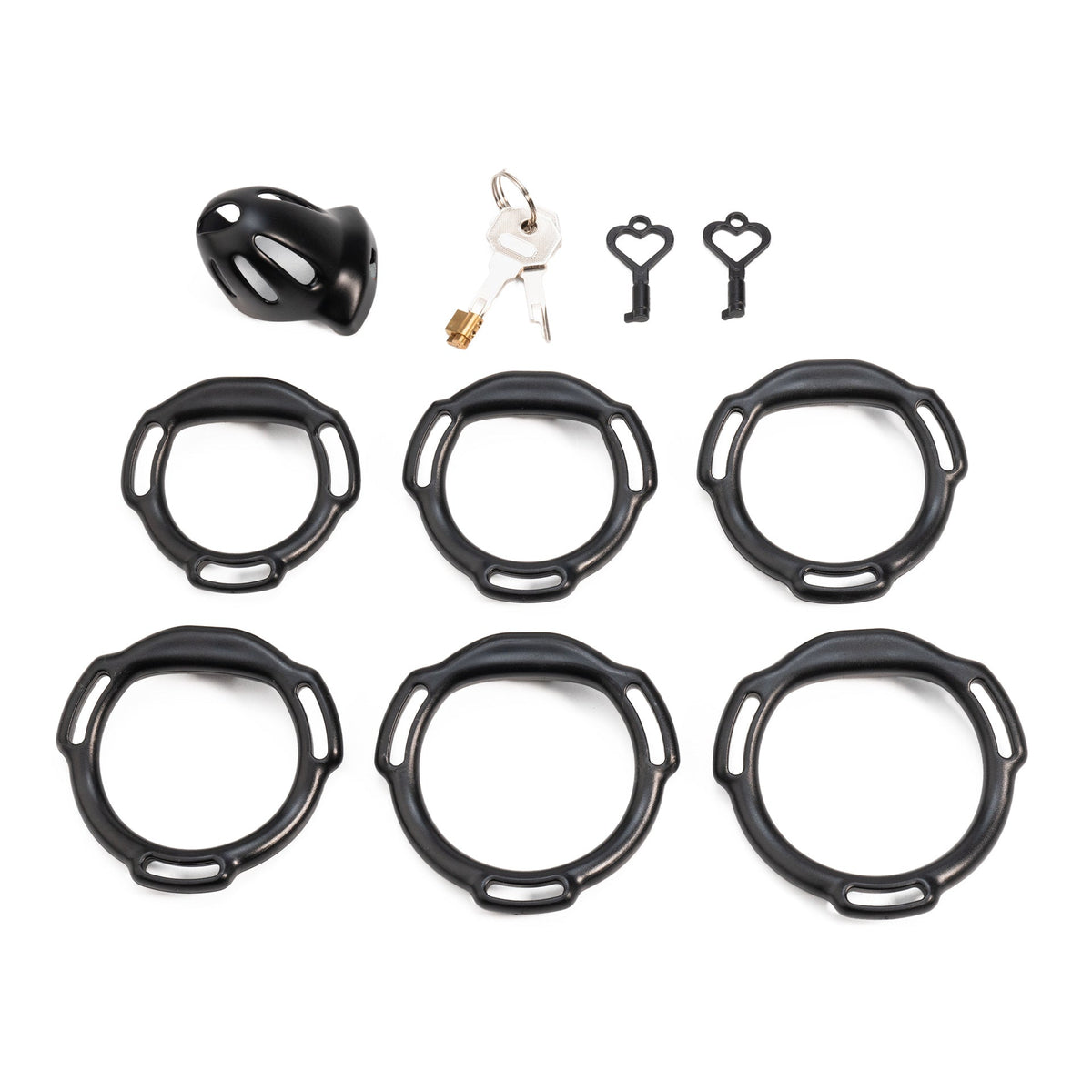 Oval ventilated cage configuration 11 and included accessories