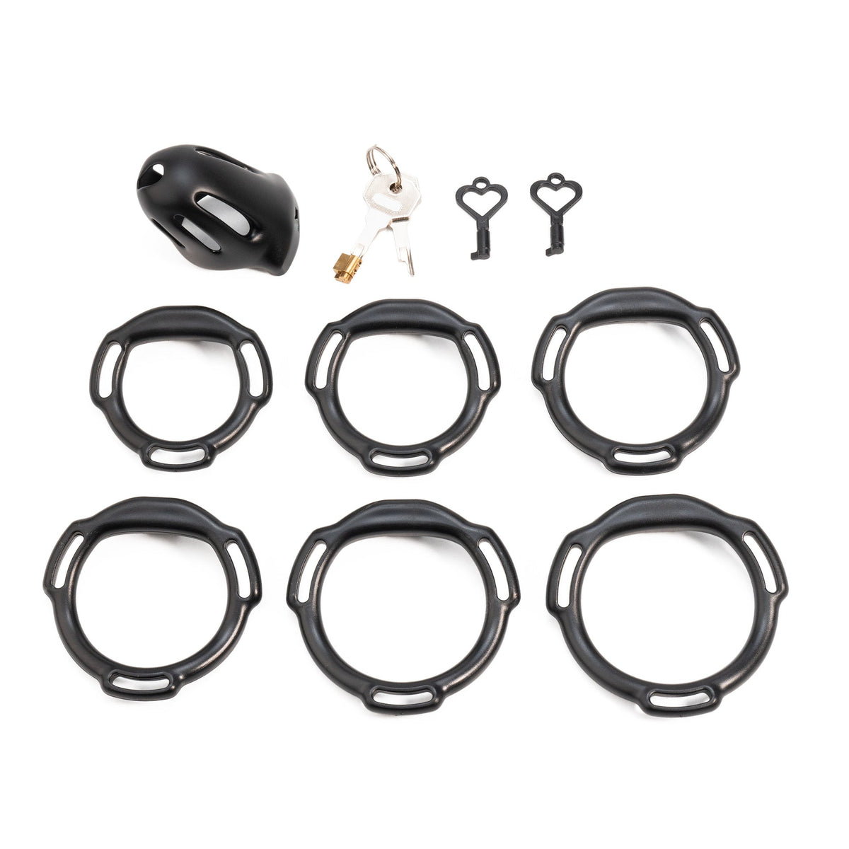 Oval ventilated cage configuration 12 and included accessories
