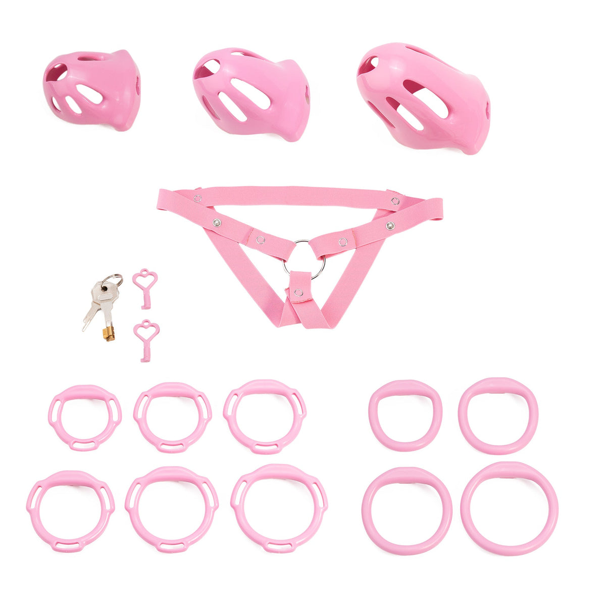 Oval ventilated cage configuration 19 and included accessories